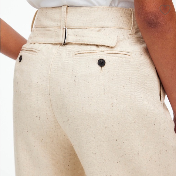 Madewell Oatmeal Harlow Wide Leg Pant in Herringbone Italian Fabric - Picture 3 of 5